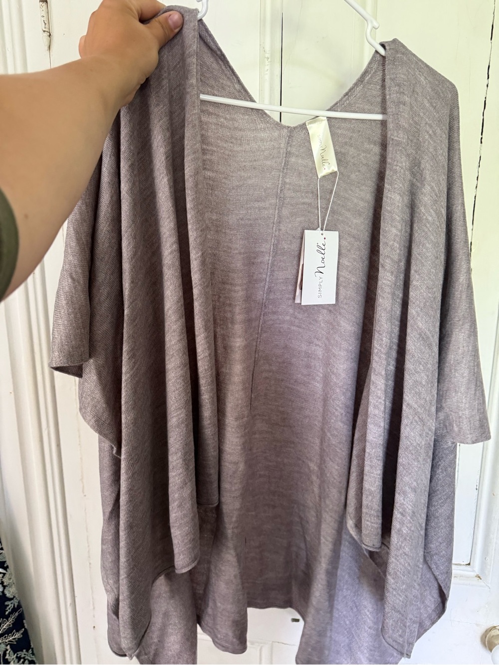 Simply Noelle Heathered Taupe Open-Front Cardigan
